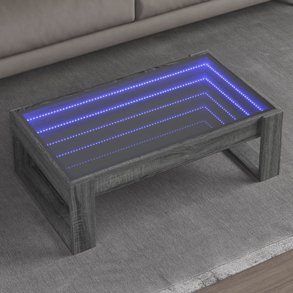 Produktbild för Soffbord med Infinity LEDs grå sonoma 90x53x30 cm