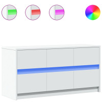 Produktbild för Tv-bänk med LEDs vit 100x34x50 cm konstruerat trä