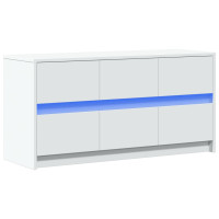 Produktbild för Tv-bänk med LEDs vit 100x34x50 cm konstruerat trä