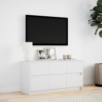 Produktbild för Tv-bänk med LEDs vit 100x34x50 cm konstruerat trä