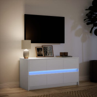 Produktbild för Tv-bänk med LEDs vit 100x34x50 cm konstruerat trä