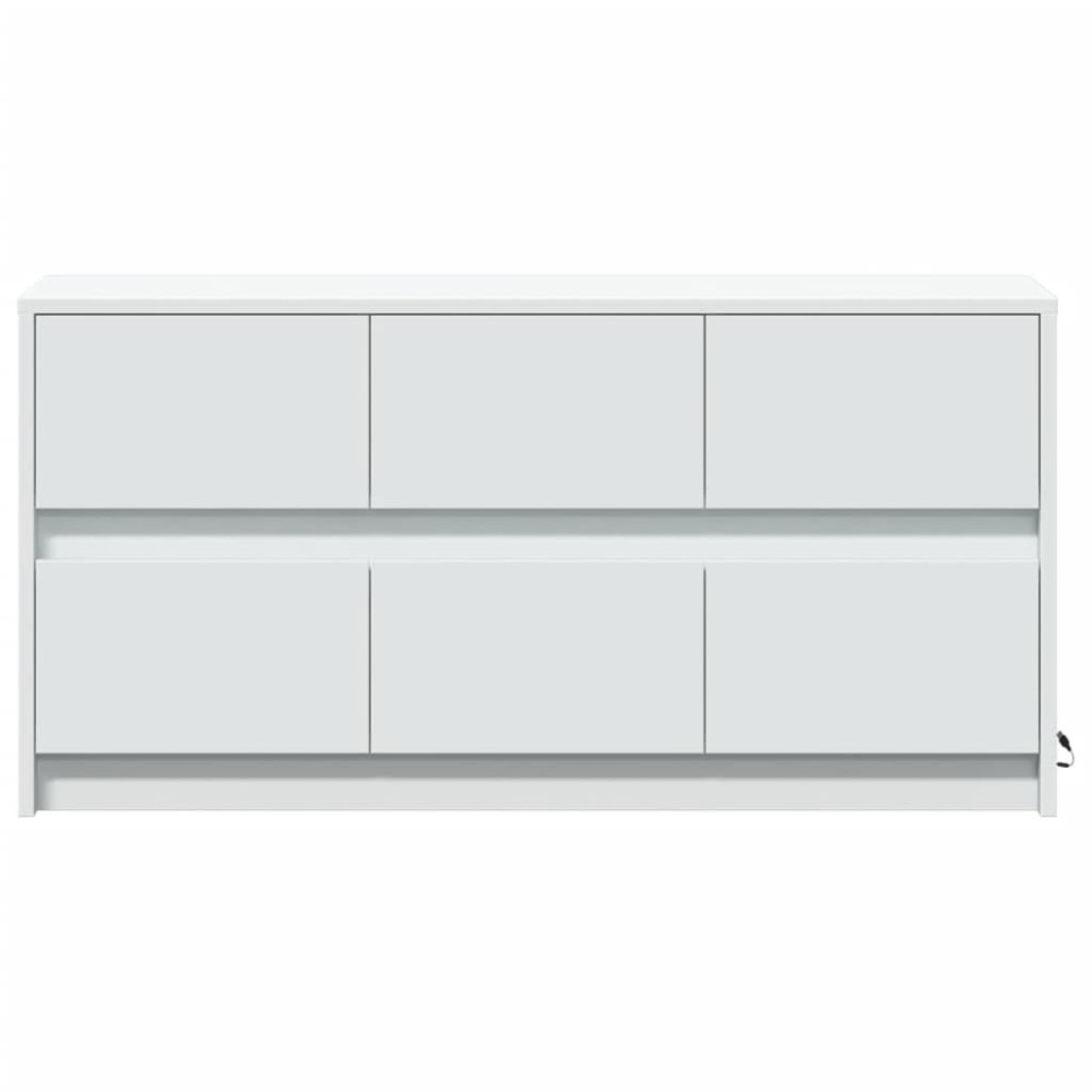 Produktbild för Tv-bänk med LEDs vit 100x34x50 cm konstruerat trä