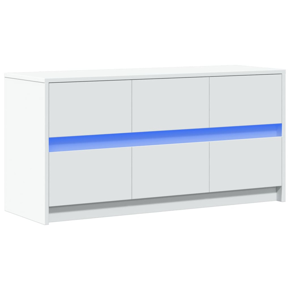 Produktbild för Tv-bänk med LEDs vit 100x34x50 cm konstruerat trä