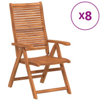 Produktbild för Justerbara trädgårdsstolar 8 st 56x72x107 cm massivt akaciaträ