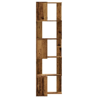 Produktbild för Bokhylla hörn 5 hyllplan åldrat trä 50x50x179cm konstruerat trä
