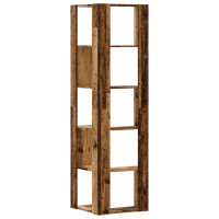Produktbild för Bokhylla hörn 5 hyllplan åldrat trä 50x50x179cm konstruerat trä
