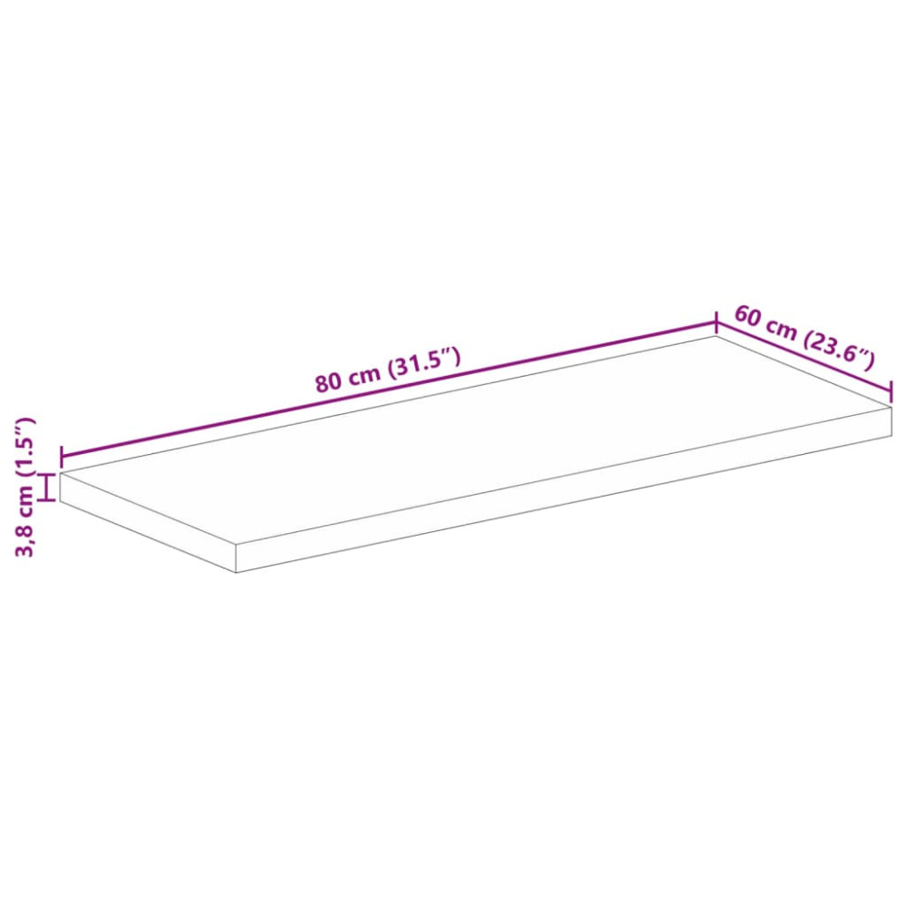 Produktbild för Bordsskiva 80x60x3,8 cm rektangulär massivt mango-trä