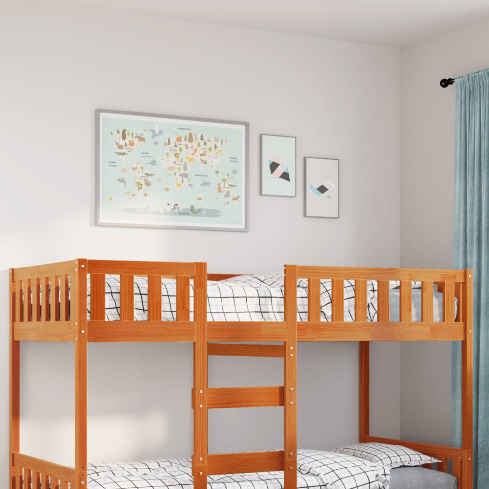 Produktbild för Barnsäng utan madrass vaxbrun 90x190 cm massiv furu