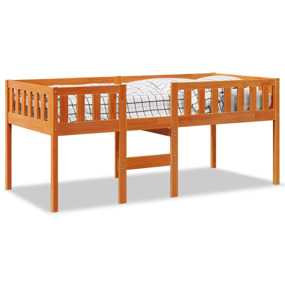 Produktbild för Barnsäng utan madrass vaxbrun 90x190 cm massiv furu