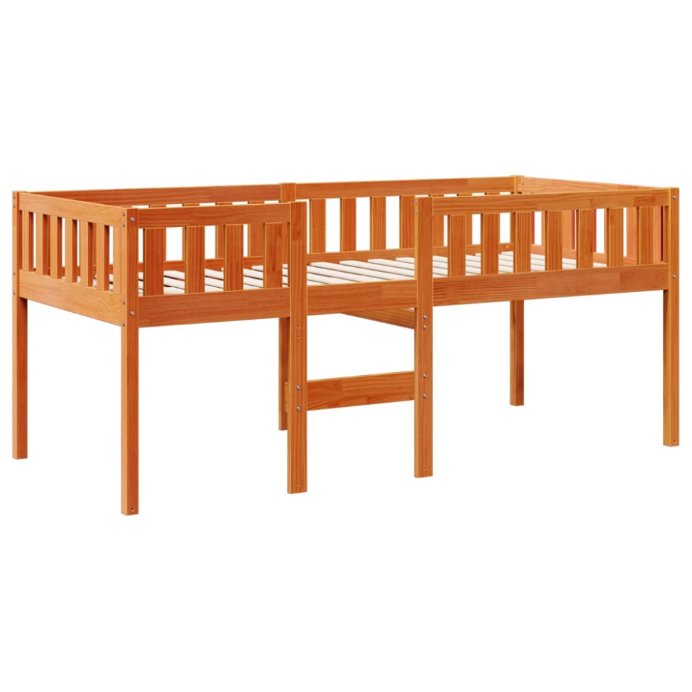 Produktbild för Barnsäng utan madrass vaxbrun 90x190 cm massiv furu