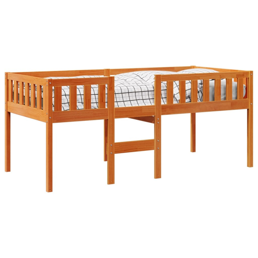 Produktbild för Barnsäng utan madrass vaxbrun 90x190 cm massiv furu