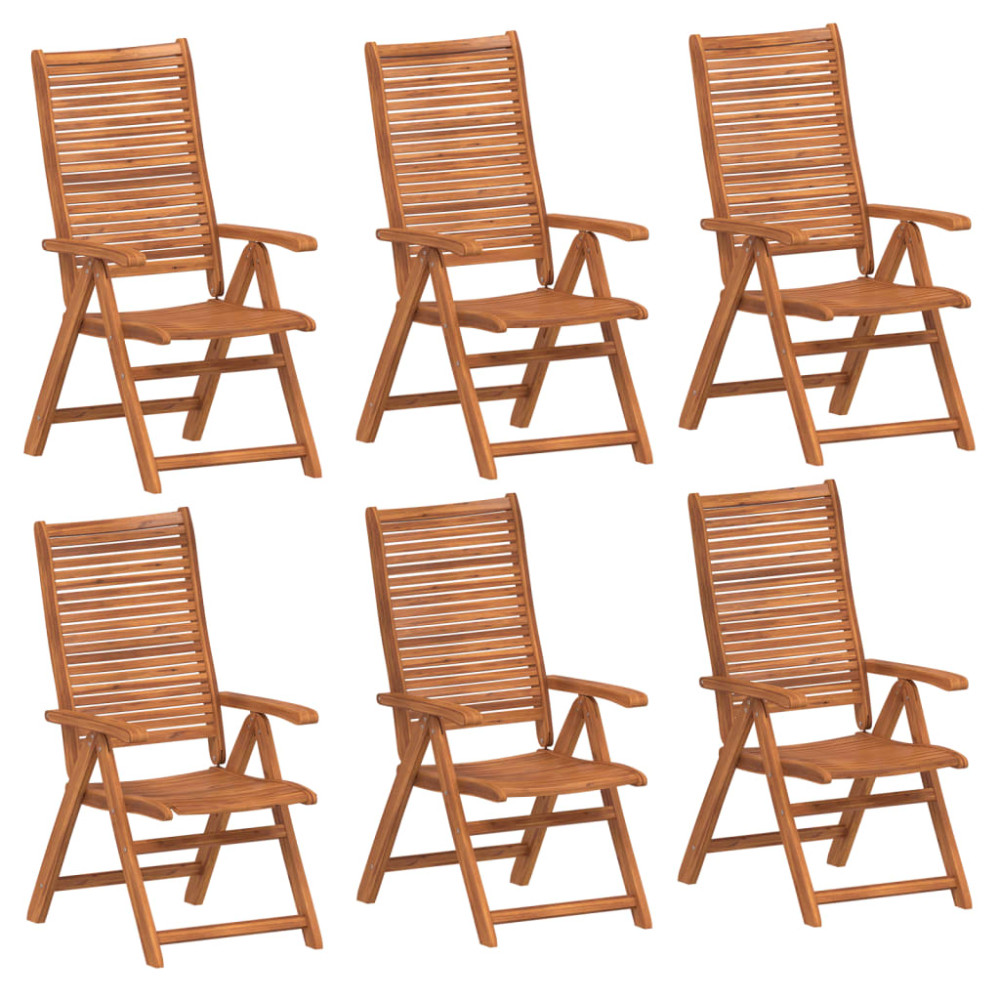 Produktbild för Justerbara trädgårdsstolar 6 st 56x72x107 cm massivt akaciaträ