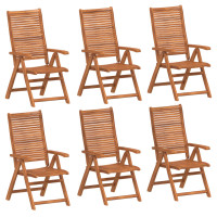 Produktbild för Justerbara trädgårdsstolar 6 st 56x72x107 cm massivt akaciaträ