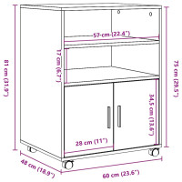 Produktbild för Skåp med hjul sonoma-ek 60x48x81 cm konstruerat trä