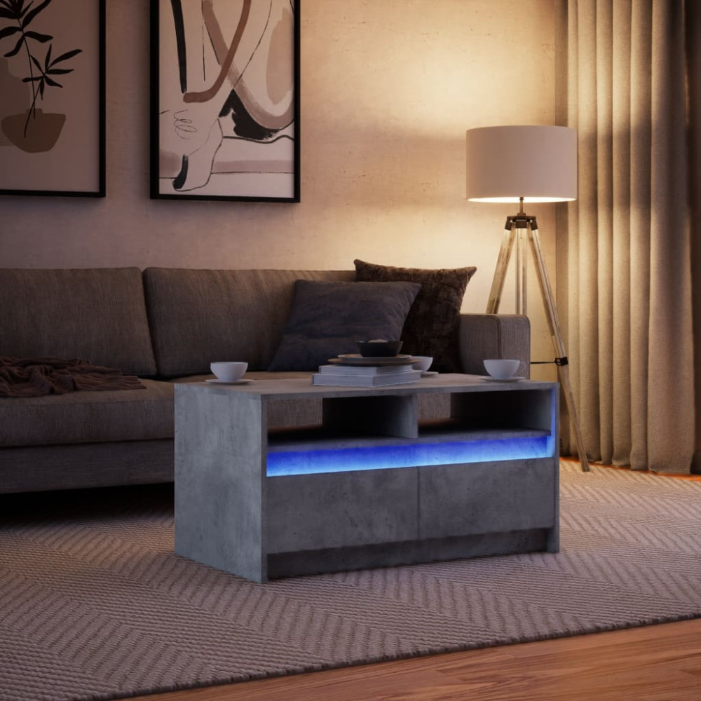 Produktbild för Soffbord med LEDs betonggrå konstruerat trä
