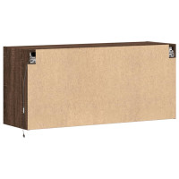 Produktbild för Väggmonterad tv-bänk LEDs brun ek 100x31x45 cm