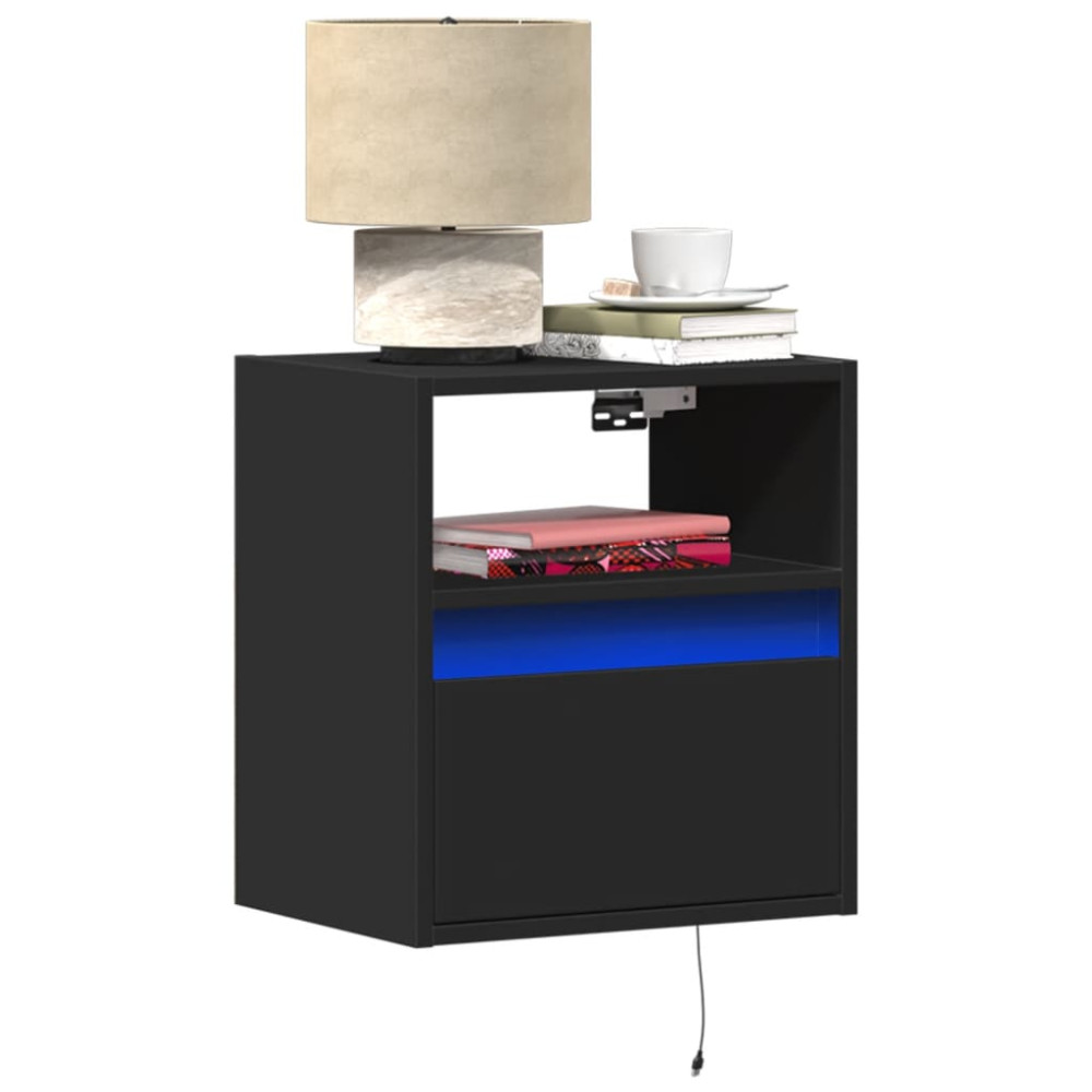 Produktbild för Väggmonterad tv-bänk LED 2 st svart 41x31x45 cm