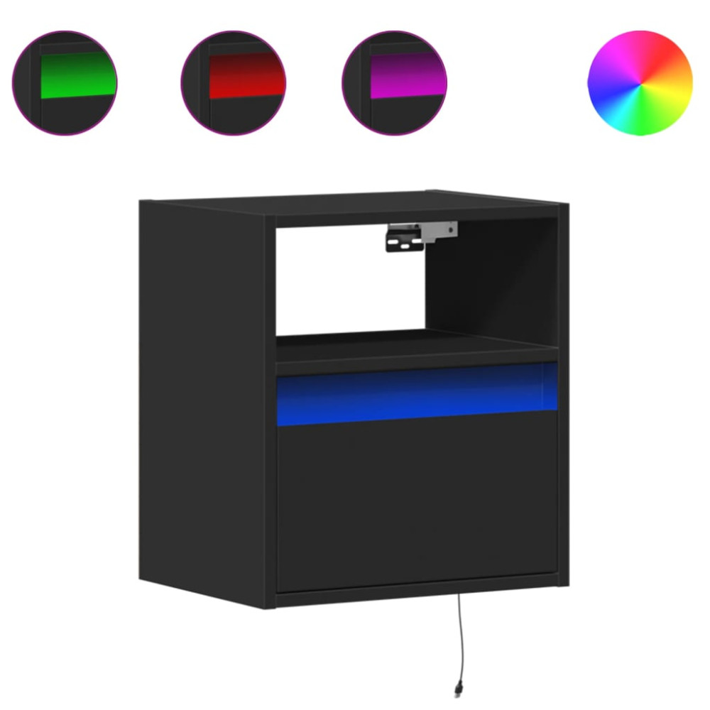Produktbild för Väggmonterad tv-bänk LED 2 st svart 41x31x45 cm