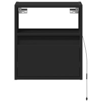 Produktbild för Väggmonterad tv-bänk LED 2 st svart 41x31x45 cm