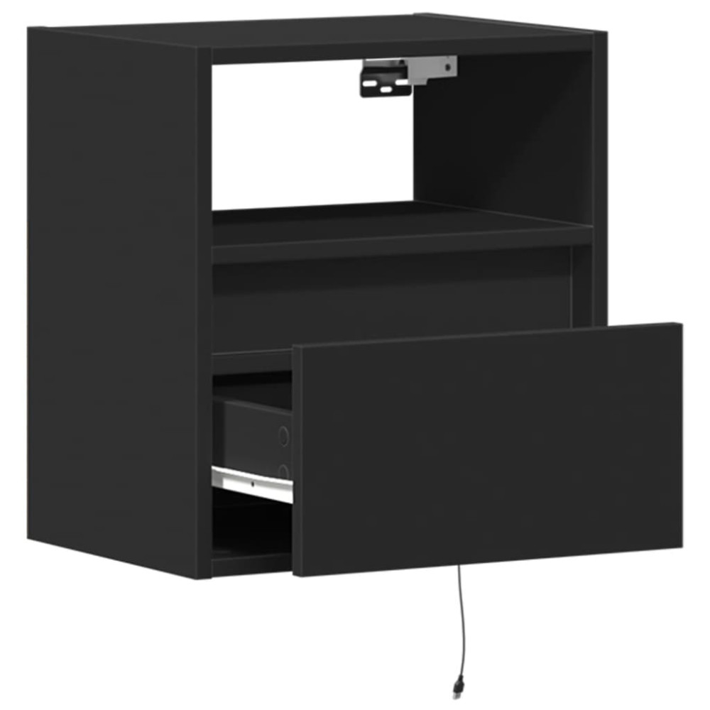 Produktbild för Väggmonterad tv-bänk LED 2 st svart 41x31x45 cm