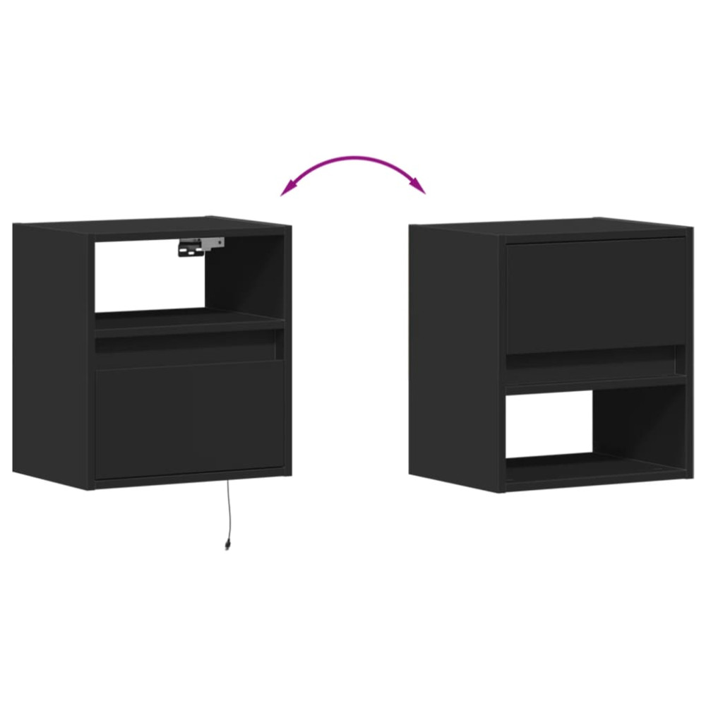 Produktbild för Väggmonterad tv-bänk LED 2 st svart 41x31x45 cm