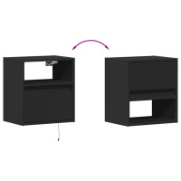 Produktbild för Väggmonterad tv-bänk LED 2 st svart 41x31x45 cm