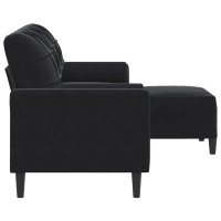 Produktbild för 3-sitssoffa med fotpall svart 180 cm sammet