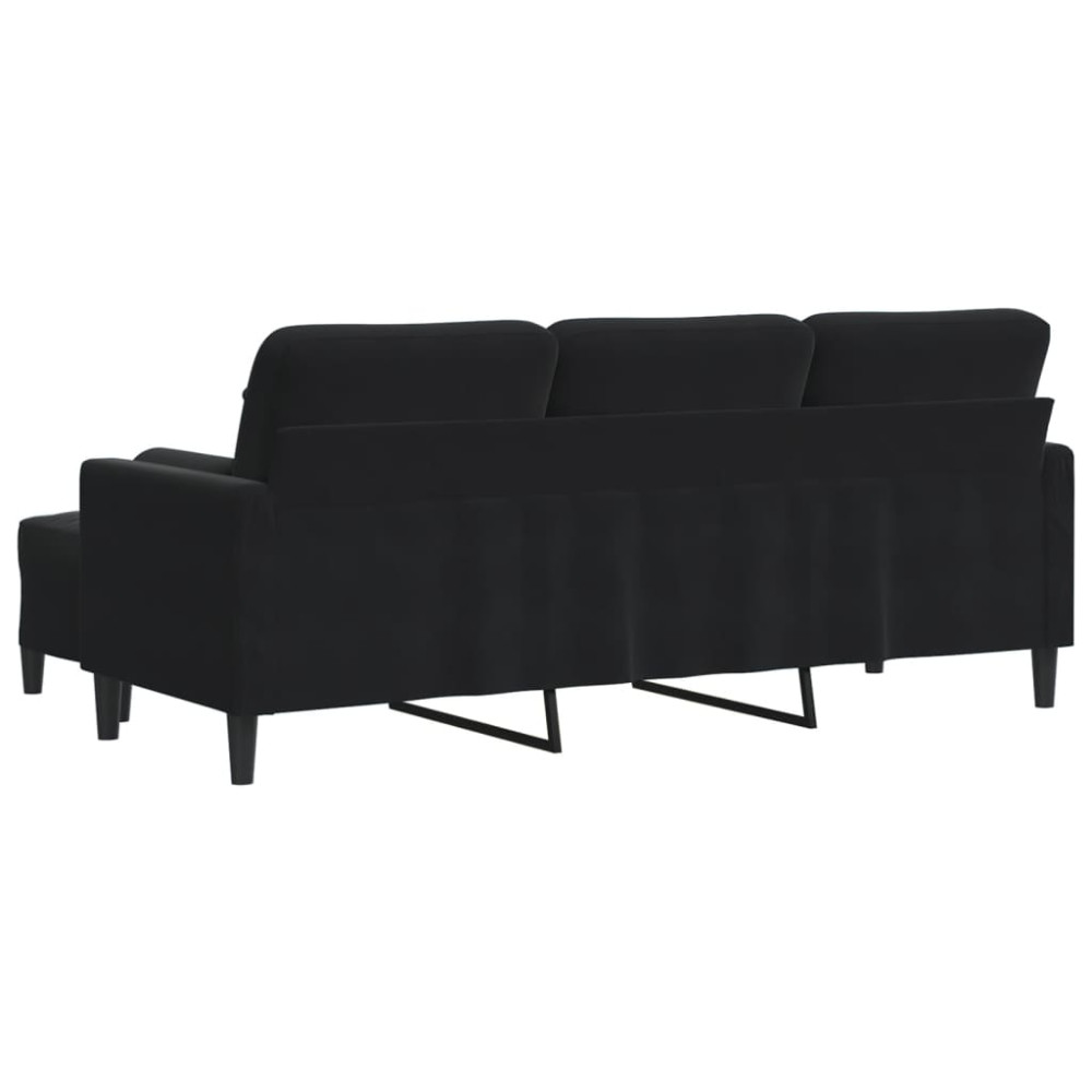 Produktbild för 3-sitssoffa med fotpall svart 180 cm sammet