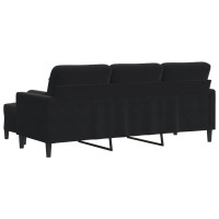 Produktbild för 3-sitssoffa med fotpall svart 180 cm sammet