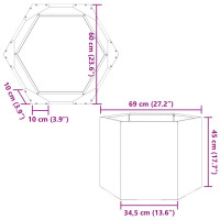 Produktbild för Odlingslåda vit sexkantig 69x60x45 cm stål