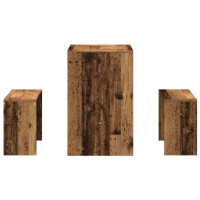 Produktbild för Matbord med bänkar 3 delar gammalt trä konstruerat trä