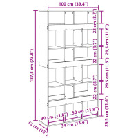 Produktbild för Rumsavdelare betonggrå 100x33x187,5 cm konstruerat trä