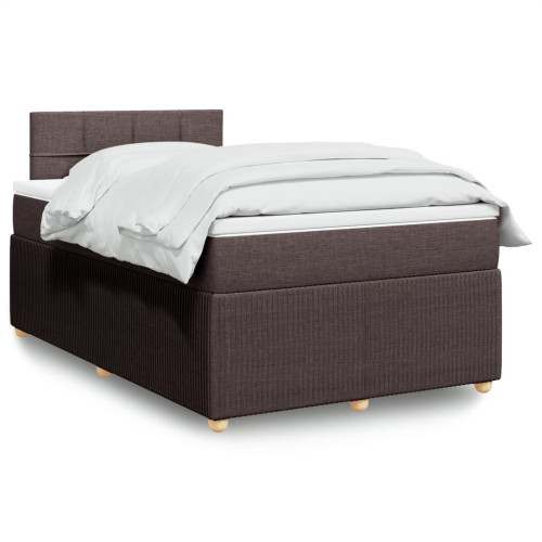 vidaXL Ramsäng med madrass mörkbrun 120x190 cm tyg
