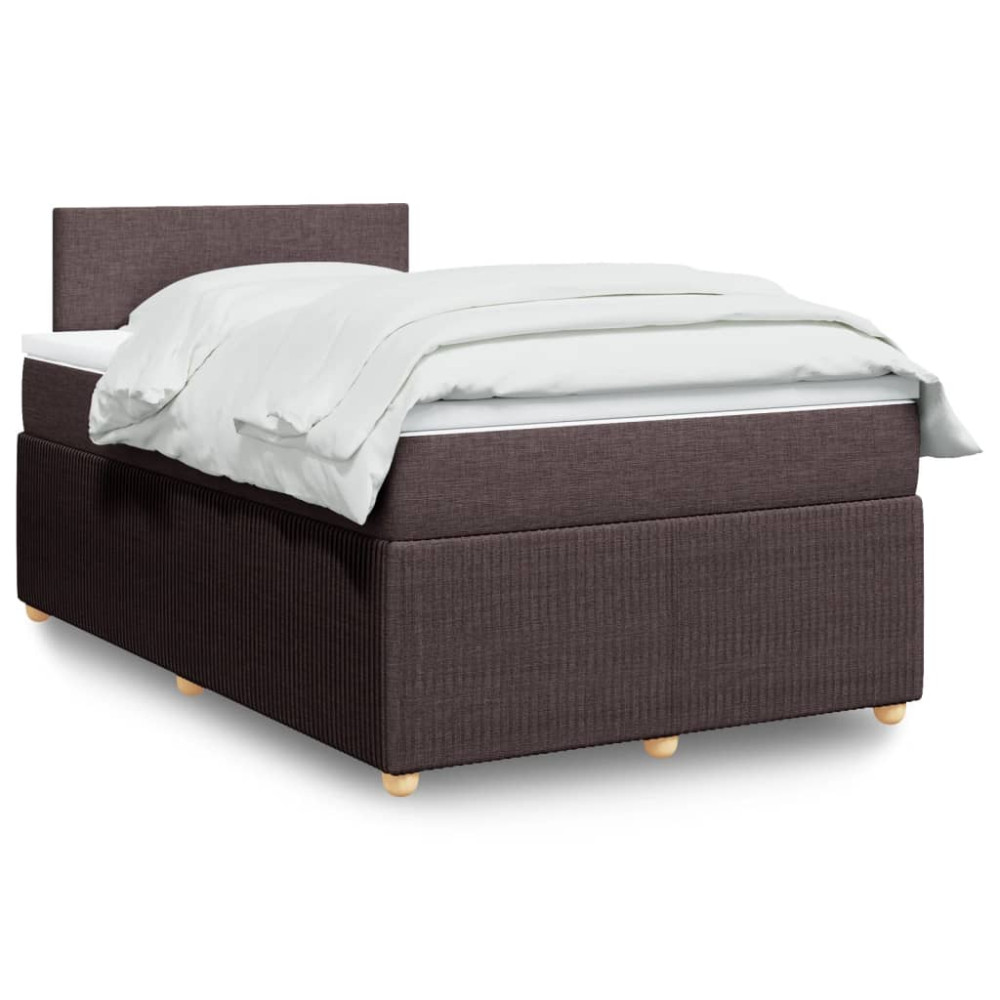 Produktbild för Ramsäng med madrass mörkbrun 120x190 cm tyg