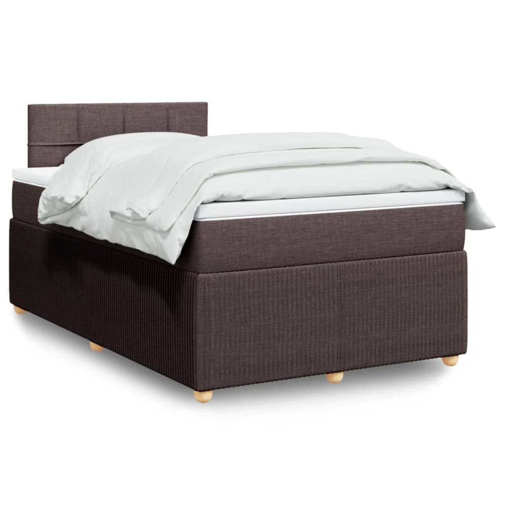 Produktbild för Ramsäng med madrass mörkbrun 120x190 cm tyg