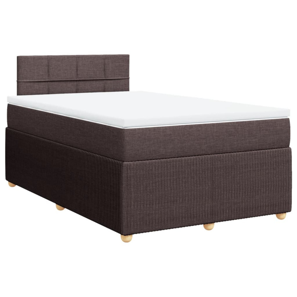 Produktbild för Ramsäng med madrass mörkbrun 120x190 cm tyg