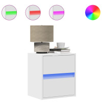 Produktbild för Väggmonterad tv-bänk LED 2 st vit 41x31x45 cm