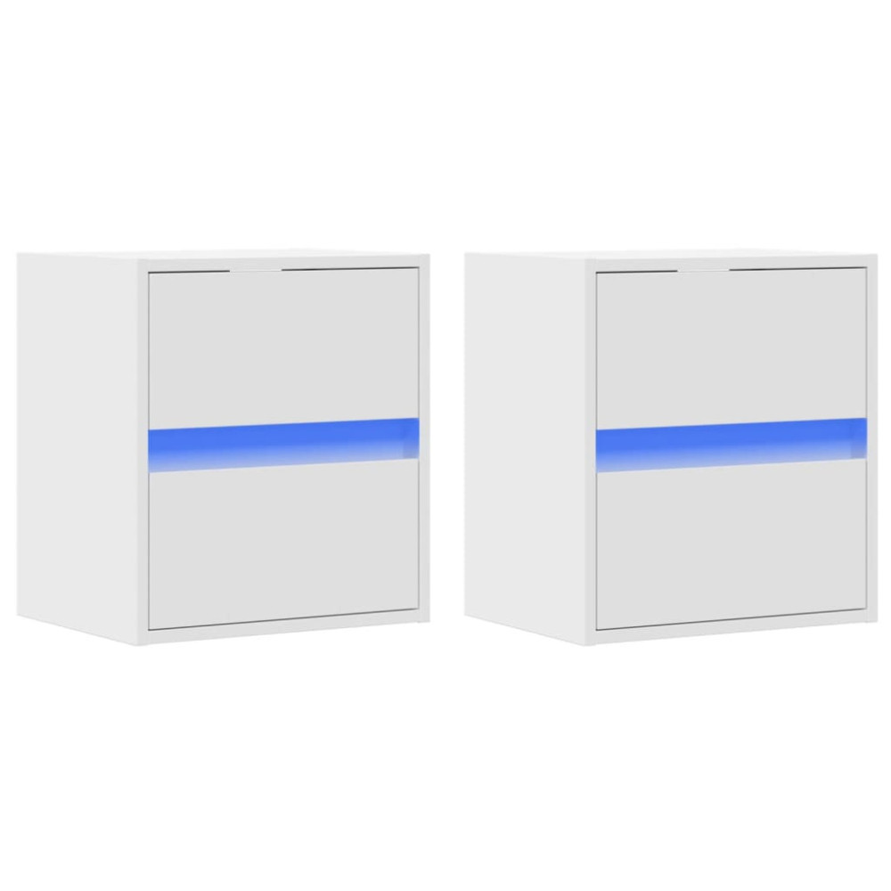 Produktbild för Väggmonterad tv-bänk LED 2 st vit 41x31x45 cm