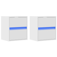 Produktbild för Väggmonterad tv-bänk LED 2 st vit 41x31x45 cm