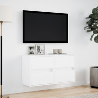 Produktbild för Väggmonterad tv-bänk LED 2 st vit 41x31x45 cm