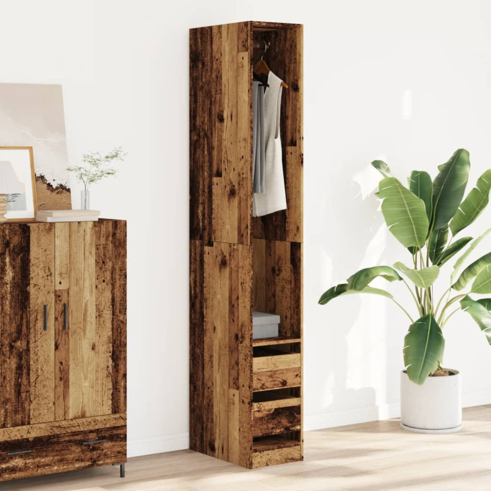 Produktbild för Garderob åldrat trä 30x50x200 cm konstruerat trä