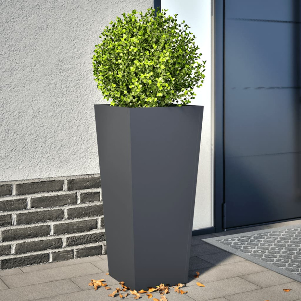 Produktbild för Trädgårdskrukor 2 st antracit 35x35x75 cm stål