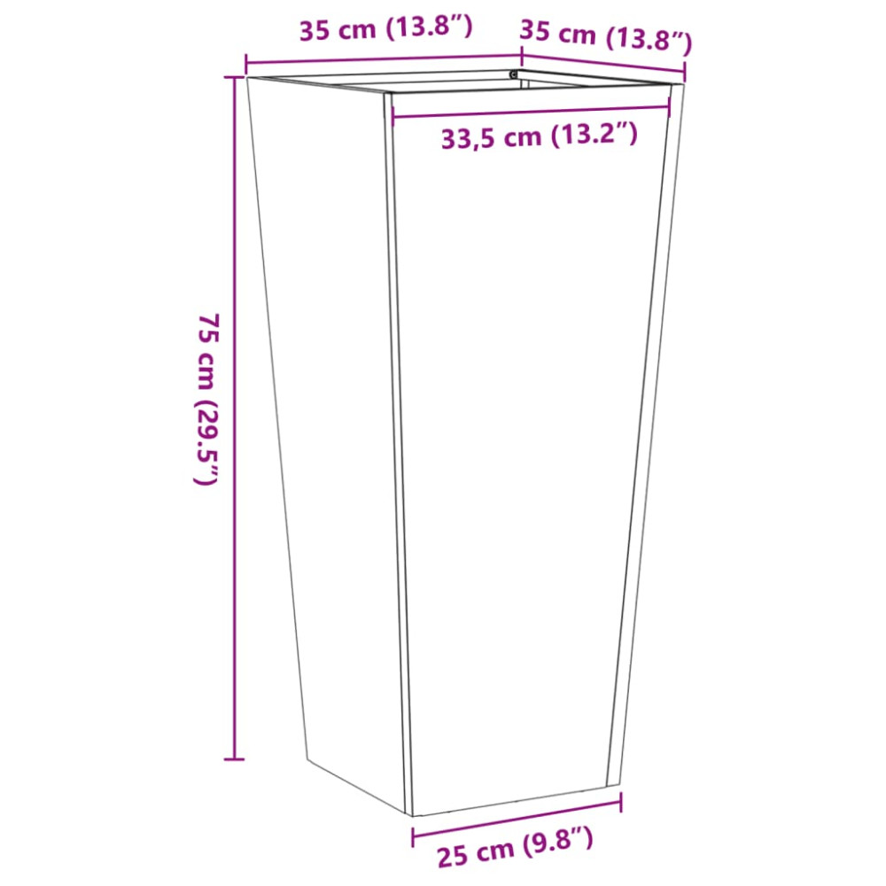 Produktbild för Trädgårdskrukor 2 st antracit 35x35x75 cm stål