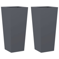 Produktbild för Trädgårdskrukor 2 st antracit 35x35x75 cm stål