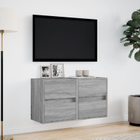 Produktbild för Väggmonterad tv-bänk LED 2 st grå sonoma 41x31x45 cm