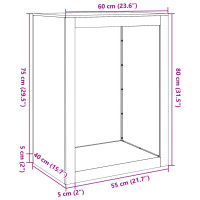 Produktbild för Vedställ vit 60x40x80 cm stål