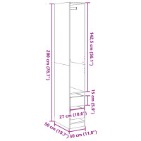 Produktbild för Garderob betonggrå 30x50x200 cm konstruerat trä