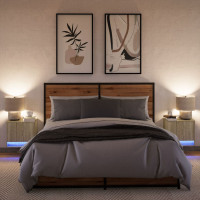 Produktbild för Väggmonterade sängbord med LED-lampor 2 st sonoma-ek