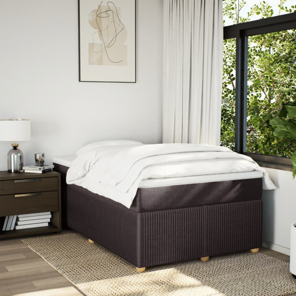 Produktbild för Ramsäng med madrass mörkbrun 120x190 cm tyg