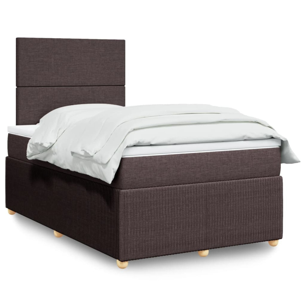 Produktbild för Ramsäng med madrass mörkbrun 120x190 cm tyg